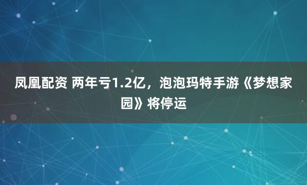 凤凰配资 两年亏1.2亿，泡泡玛特手游《梦想家园》将停运